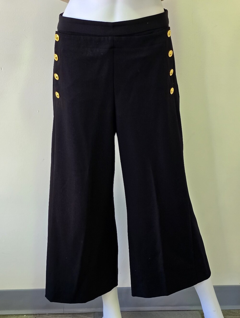 Versace Wide Leg Wool Stretch Sailor Pants